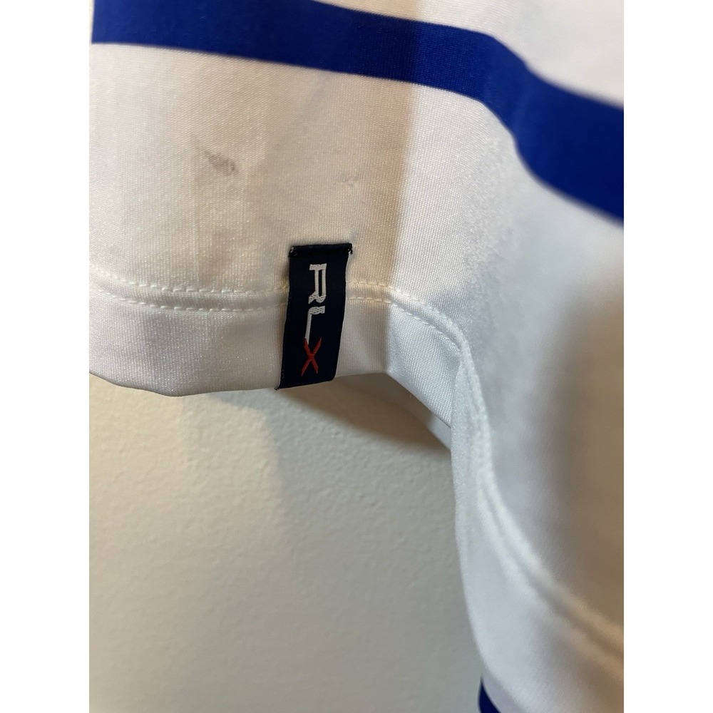 RLX Ralph Lauren Golf Polo Dry Fitting White/Blue Stretch Shirt Men's Size Large - Picture 4 of 5